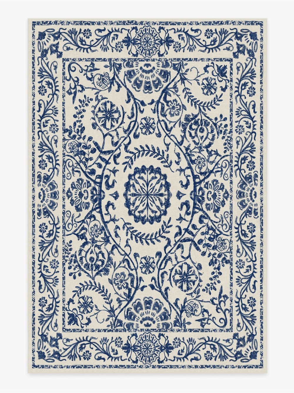 Ruggable 5’x7’ Delphina Delft Blue Flatwoven Rug and Rug Pad